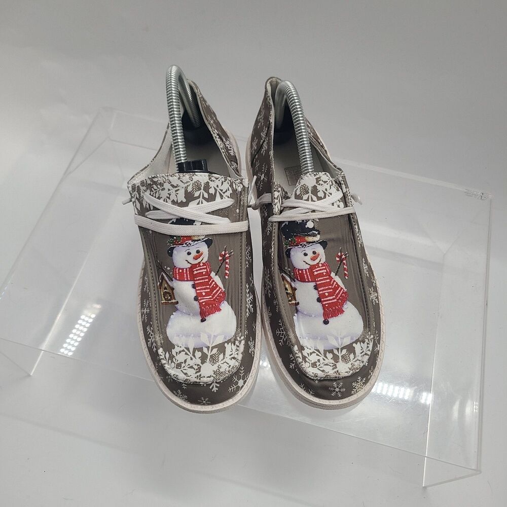 Christmas Holiday Snowman Laced Sneakers size US Size 9.5 Eur Size 41 Women EUC
